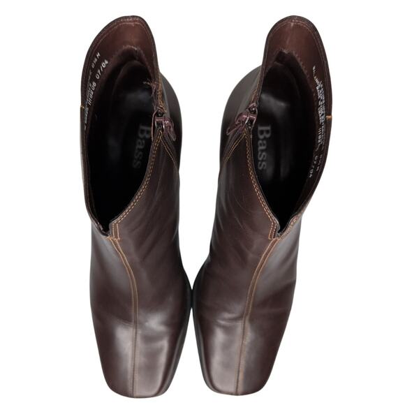 Brown Leather Ankle Boots Women 8.5 Square Toe Minimalism Classic Capsule Office - Picture 5 of 9
